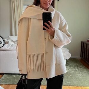 Shop Peche Chana wool scarf coat